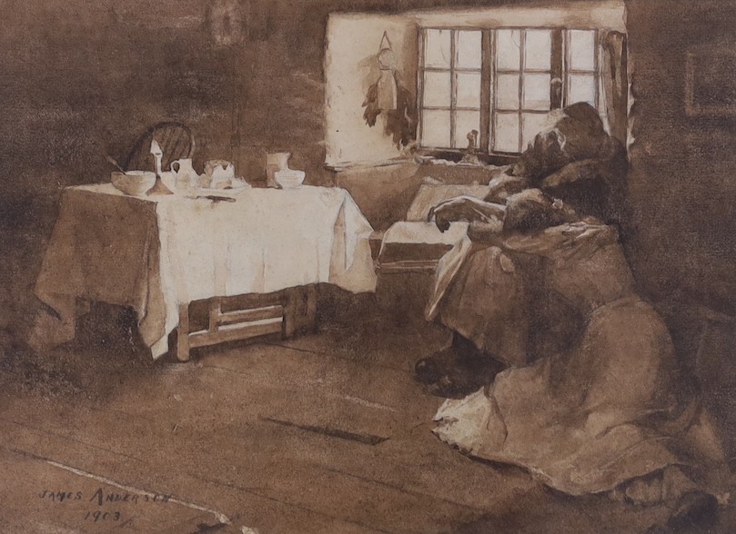 James Anderson after Frank Bramley (1857-1915), watercolour, 'A Hopeless Dawn', signed and dated 1903, 24 x 33cm